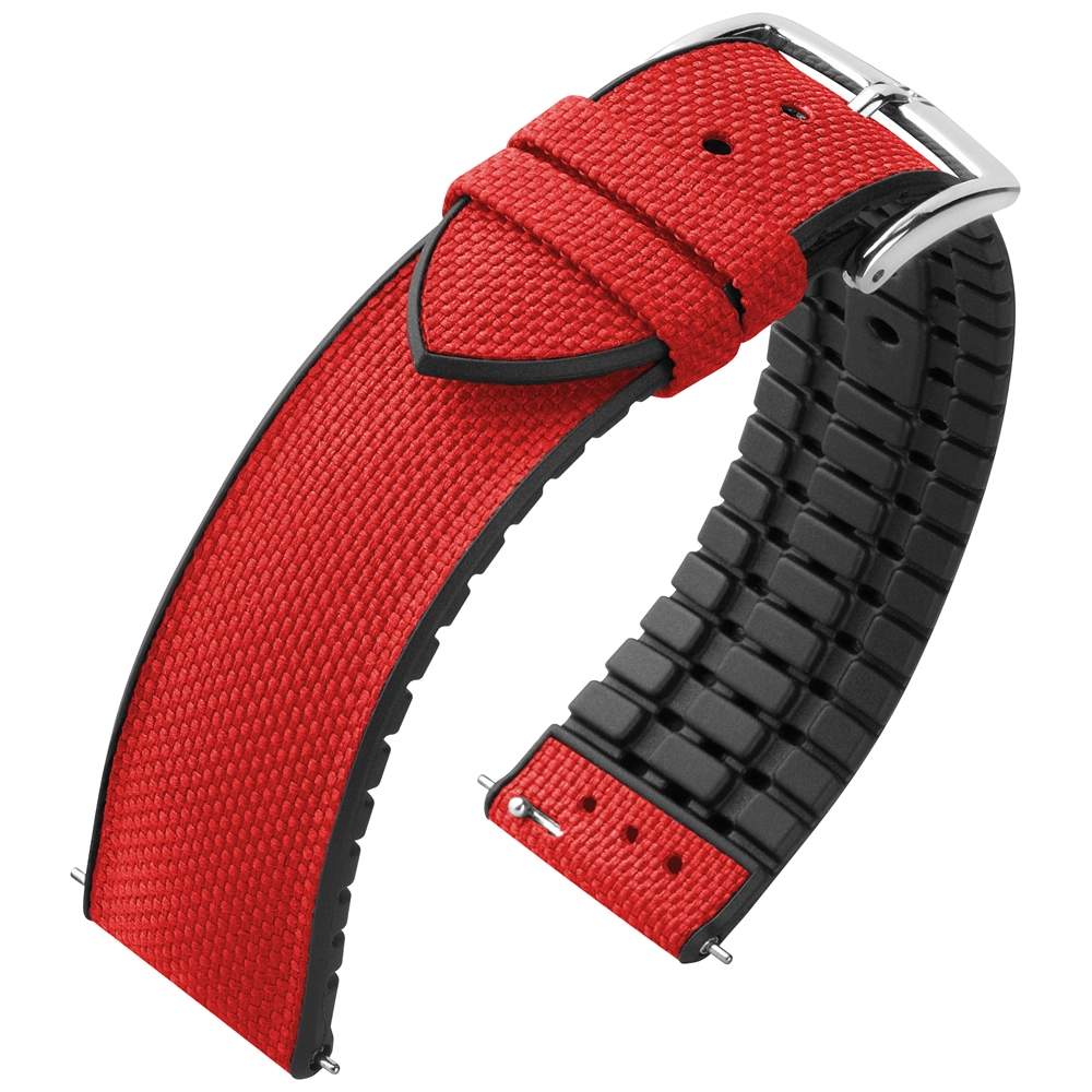 Hirsch Arne Performance Recycled Horlogeband Rood PET / Zwart Rubber