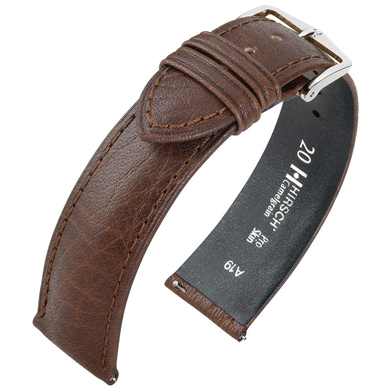 Hirsch Camelgrain Horlogebandje Pro Skin Antiallergisch Leer Bruin