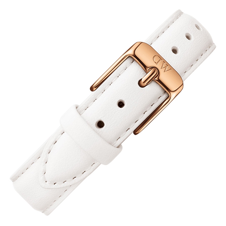 Daniel Wellington 12mm Petite Bondi Wit Leer Horlogebandje Rosé Gesp