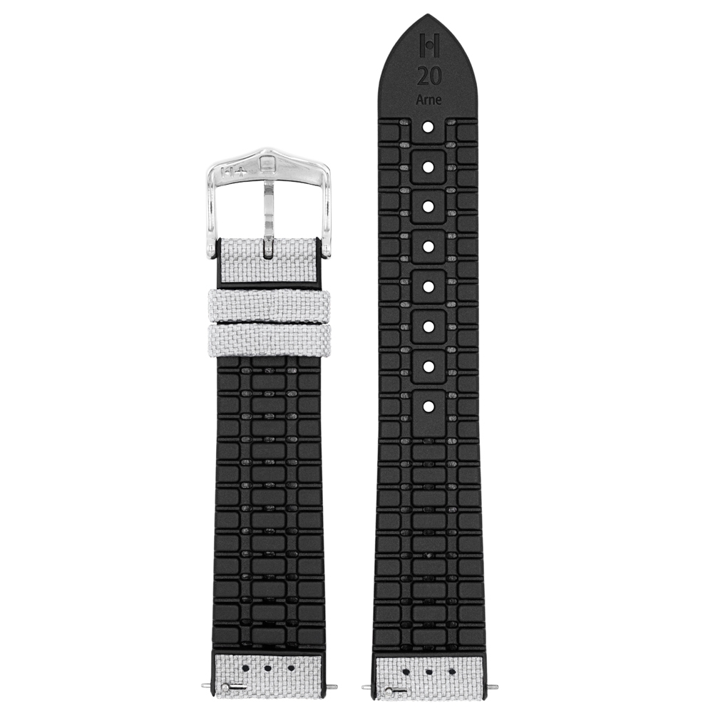 Hirsch Arne Performance Recycled Horlogeband Grijs PET / Zwart Rubber
