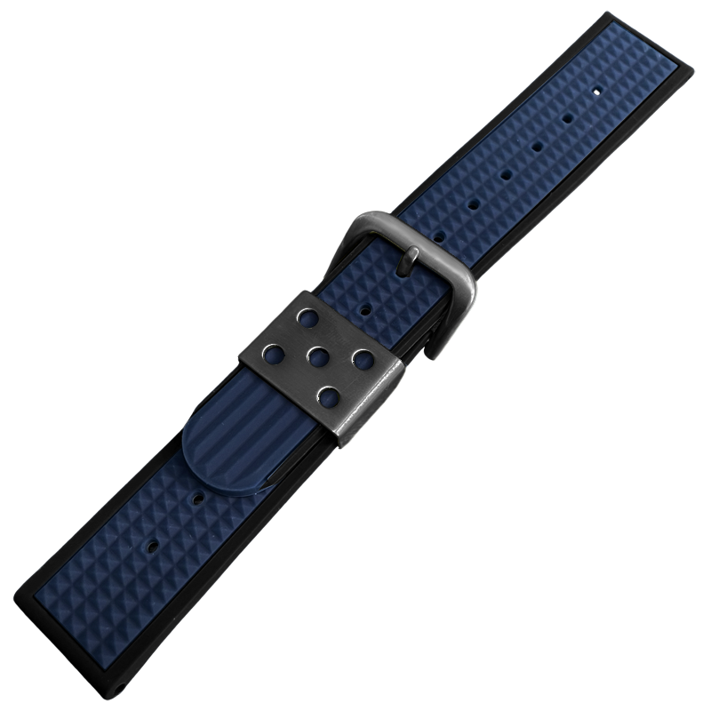 Waffle Strap Rubberen Horlogeband Zwart Blauw