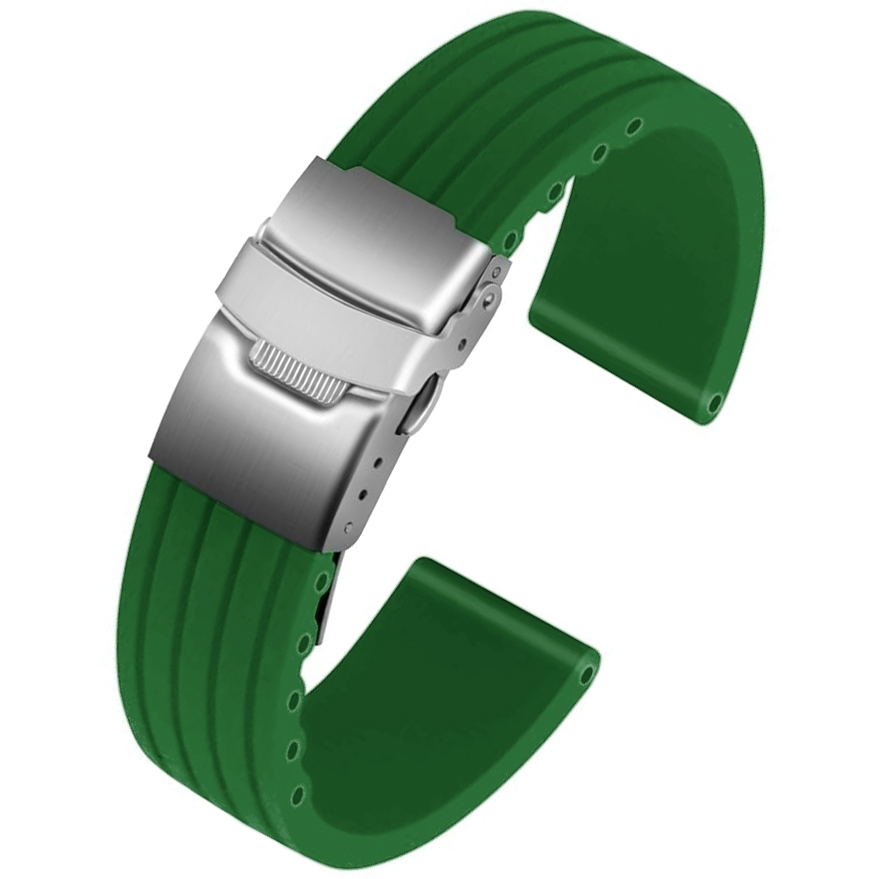 Silicone Rubberen Horlogeband met Vouwsluiting - Groen