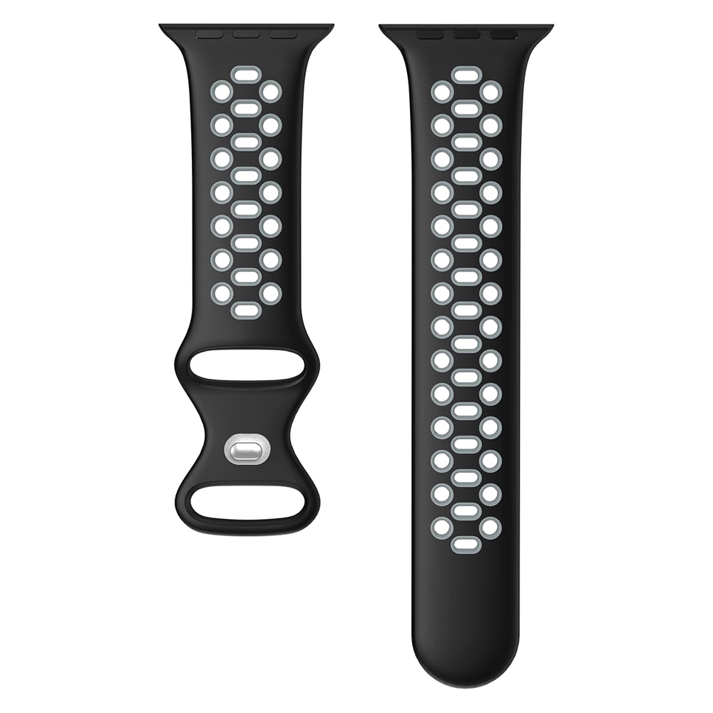 Apple Watch Sportieve Horlogeband Silicone Rubber Zwart Grijs