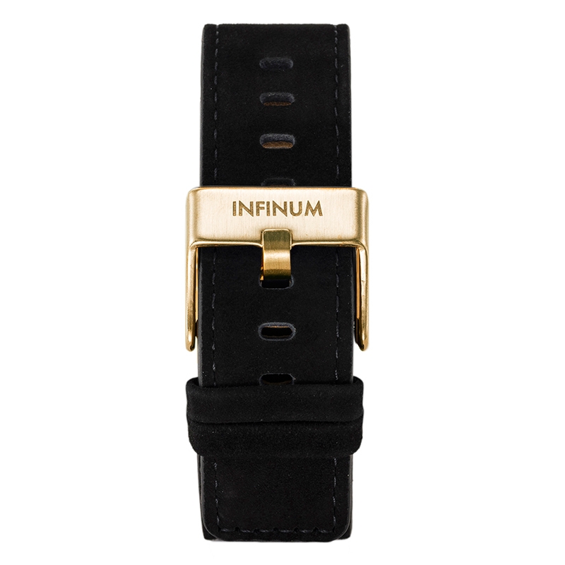Infinum Firmitudo Horlogebandje Suède Zwart Gouden Gesp 22mm