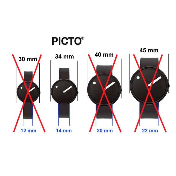 Picto Horlogebandje Zwart Rubber - 14mm