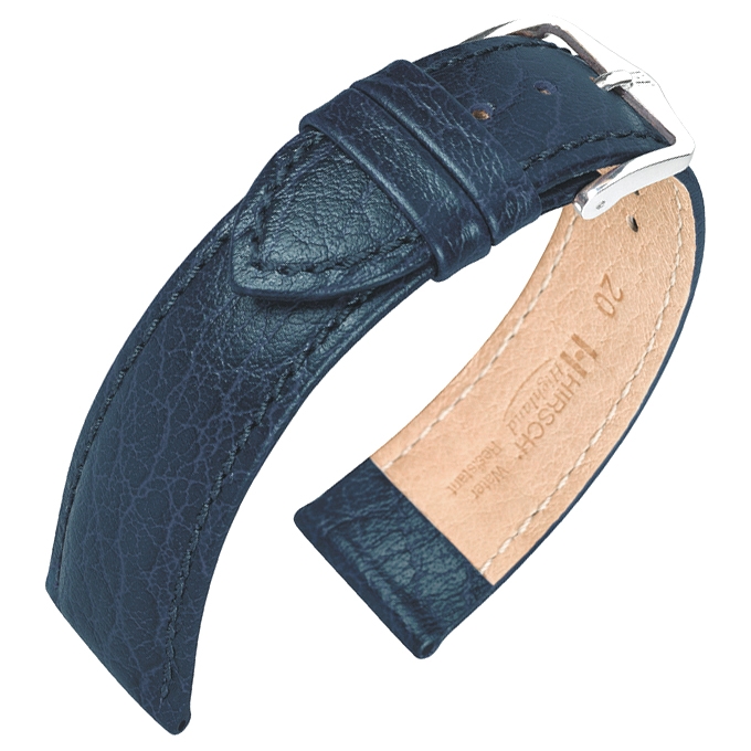 Hirsch Highland Horlogebandje Italiaans Kalfsleer Blauw - 18mm