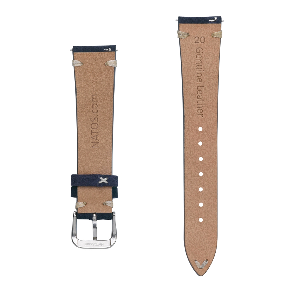 Suede Lederen Vintage Horlogebandje V-Stitch Blauw