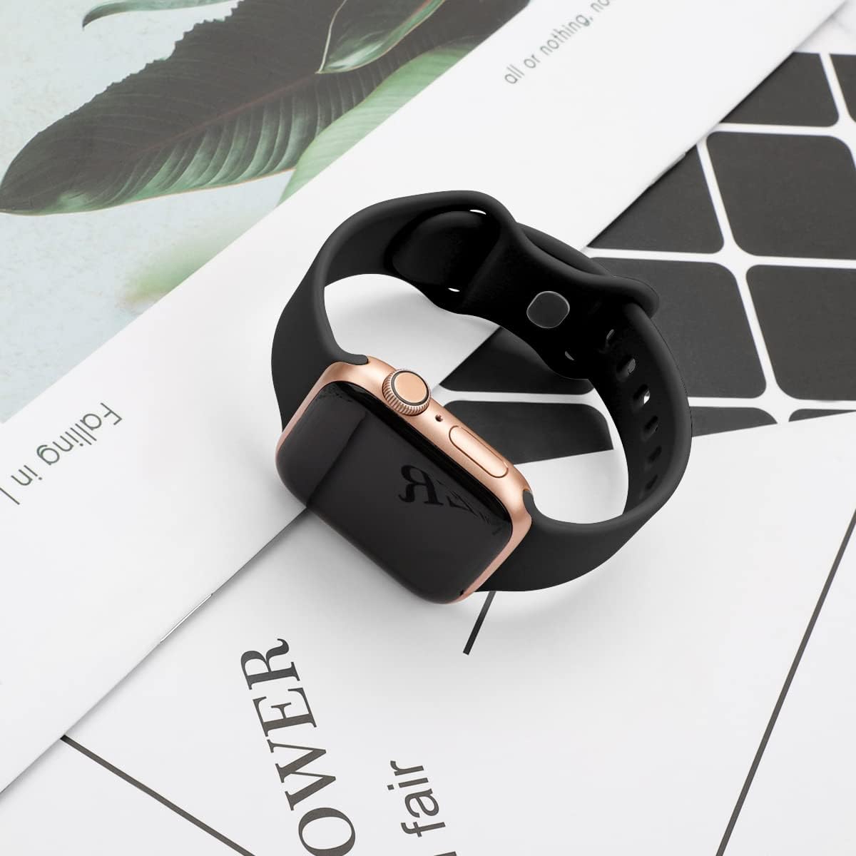 Apple Watch Horlogeband Silicone Rubber Zwart