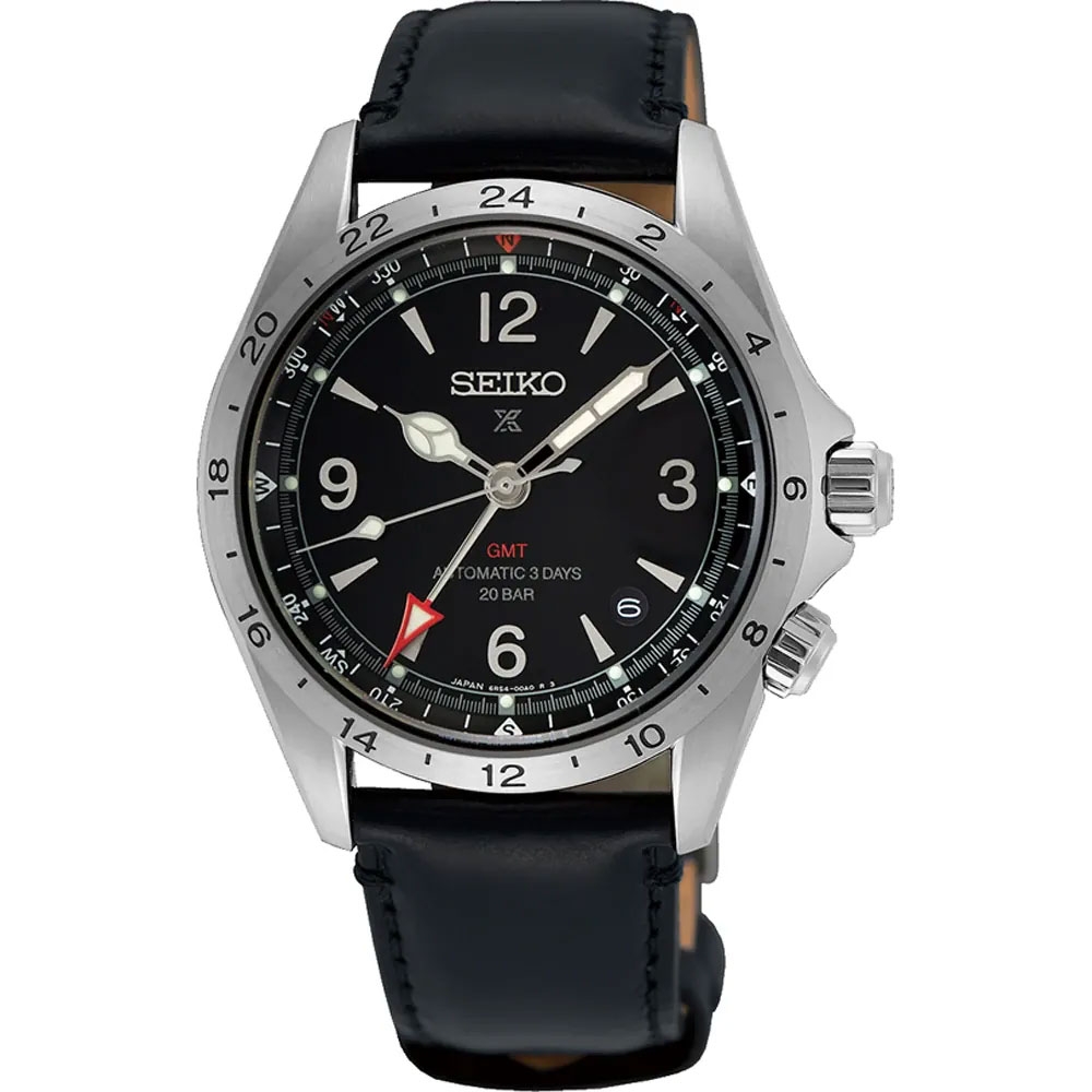 Seiko Prospex Alpinist GMT SPB379 Horlogeband L0HE02FJ0 Zwart Leer 20mm