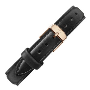 Daniel Wellington 12mm Petite Sheffield Zwart Leer Horlogebandje Rosé Gesp