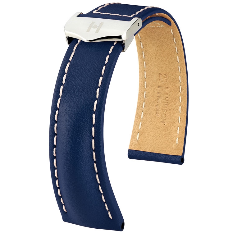 Horlogeband voor Breitling Vouwsluiting - Hirsch Navigator Italiaans Kalfsleer Blauw