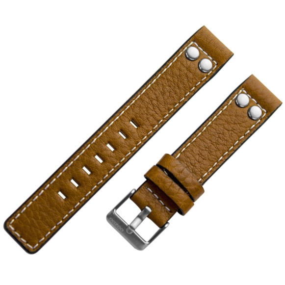 OOZOO Horlogebandje Cognac Leer met Studs