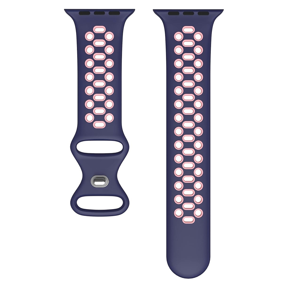 Apple Watch Sportieve Horlogeband Silicone Rubber Blauw Roze