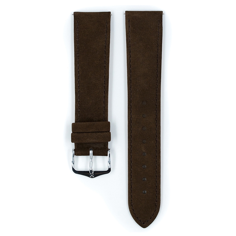 Hirsch Nubuck Horlogebandje Kalfsleer Bruin