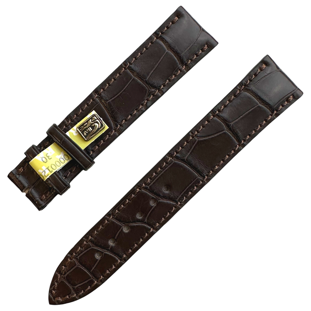 Originele Christiaan van der Klaauw Horlogeband Echt Alligatorleer Donkerbruin XL 20mm