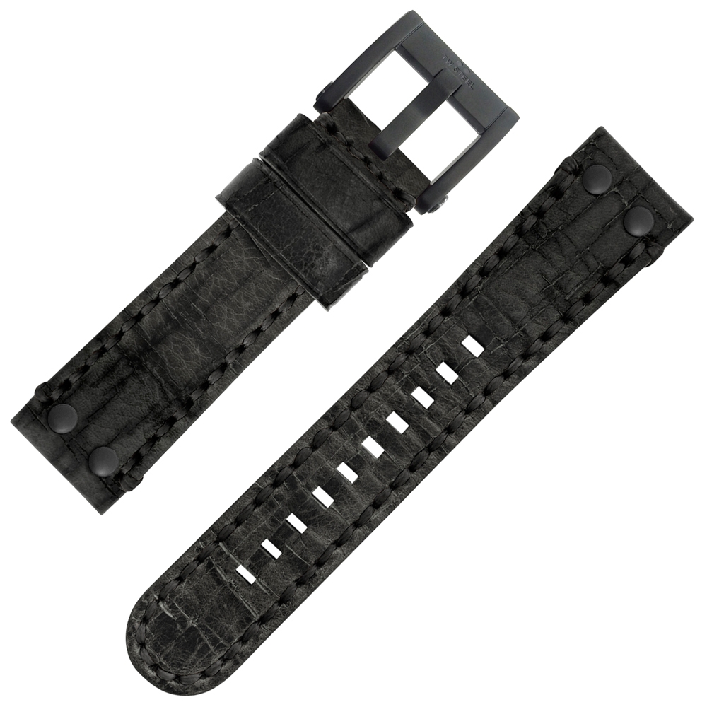 TW Steel Universeel Horlogebandje Vintage Leer All Black - 24mm