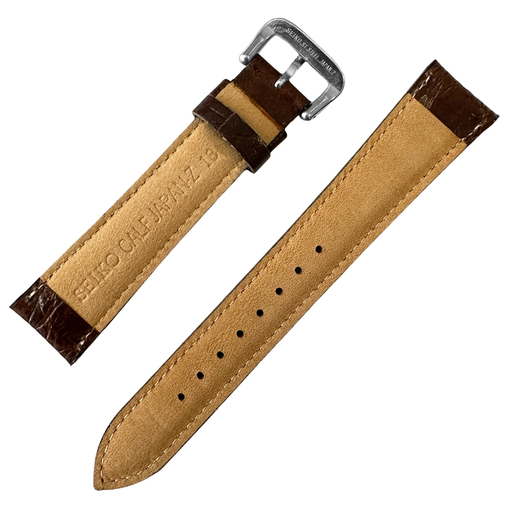 Seiko Horlogebandje Crocograin Kalfsleer Bruin - 18mm