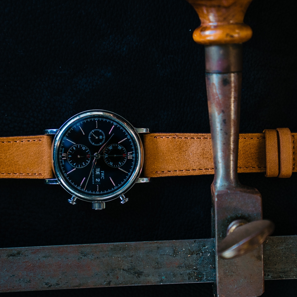 LIC Nubuck Stierenleer Horlogeband Whisky