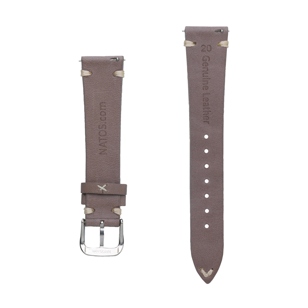 Oily Leather Vintage Lederen V-Stitch Horlogebandje Taupe