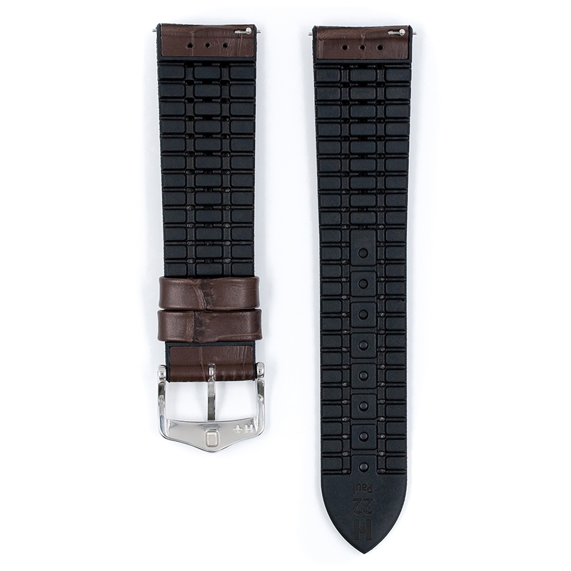 Hirsch Paul Performance Horlogeband Donkerbruin Leer / Zwart Rubber