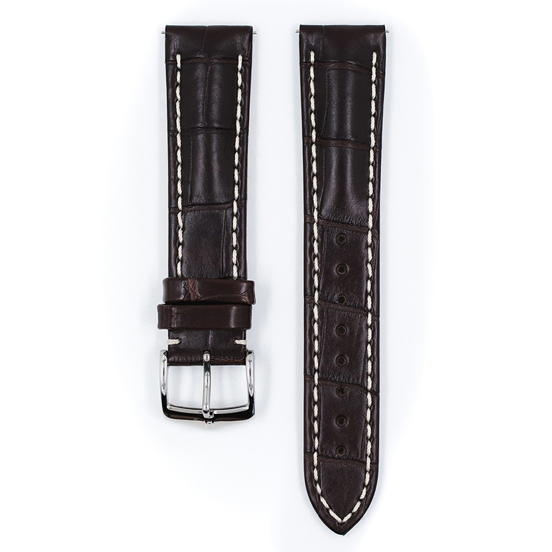 Hirsch Capitano Louisiana Alligator Horlogebandje Semi-Mat Bruin