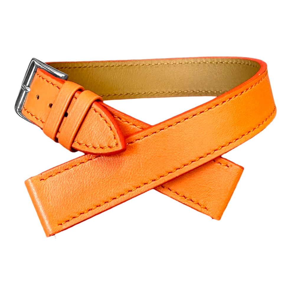 LIC Double Tour Type Hermes Wikkel Horlogeband Nappa Kalfsleer Oranje