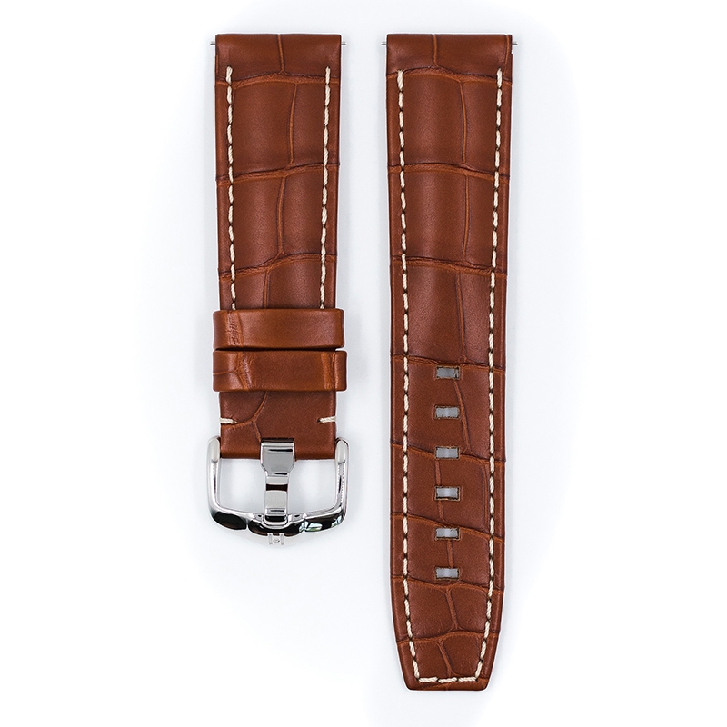 Hirsch Tritone Horlogeband Louisiana Alligator Leer Semi-Mat Goudbruin