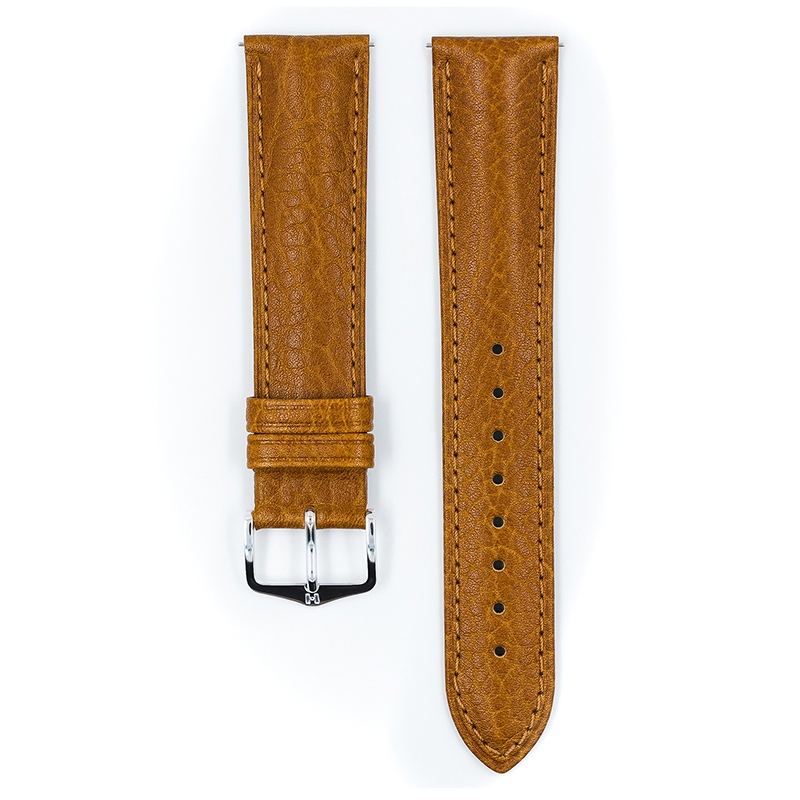 Hirsch Camelgrain Horlogebandje Pro Skin Antiallergisch Leer Honing
