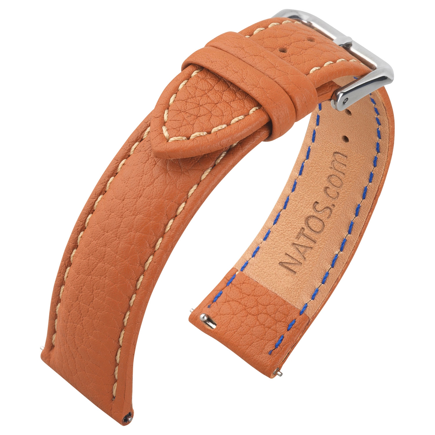Lederen Horlogebandje Epsom Lychee Pattern Lichtbruin