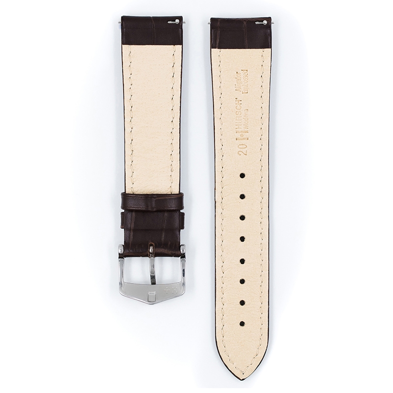 Hirsch Modena Horlogebandje Alligatorgrain Bruin