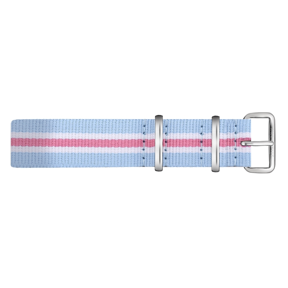 Paul Hewitt NATO Horlogeband Lichtblauw Wit Roze met Stalen Gesp 20mm