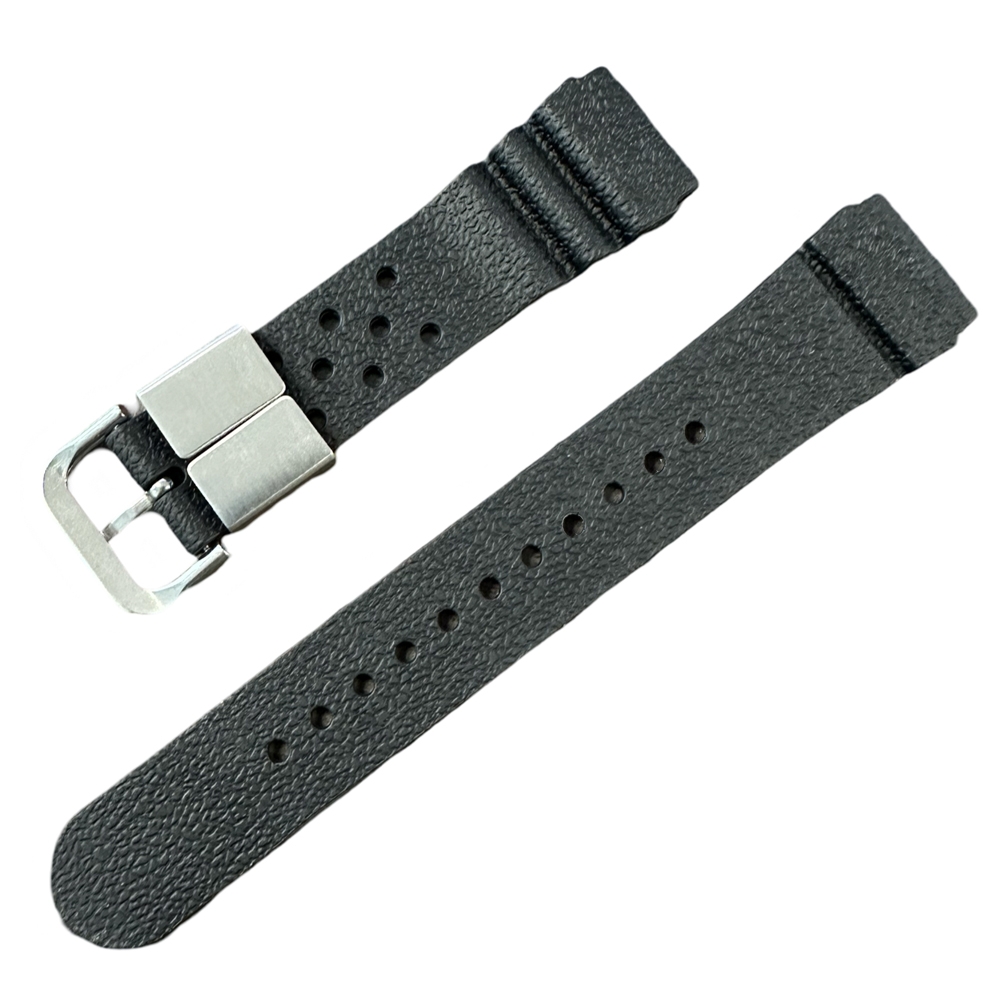 Seiko Style Flat Vent GL831 PU SS Duikhorloge Horlogeband Zwart - 22mm