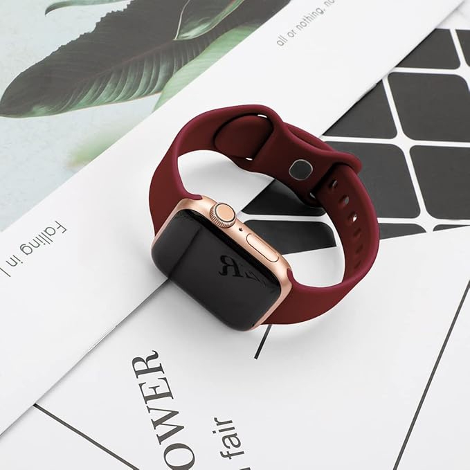 Apple Watch Horlogeband Silicone Rubber Donkerrood