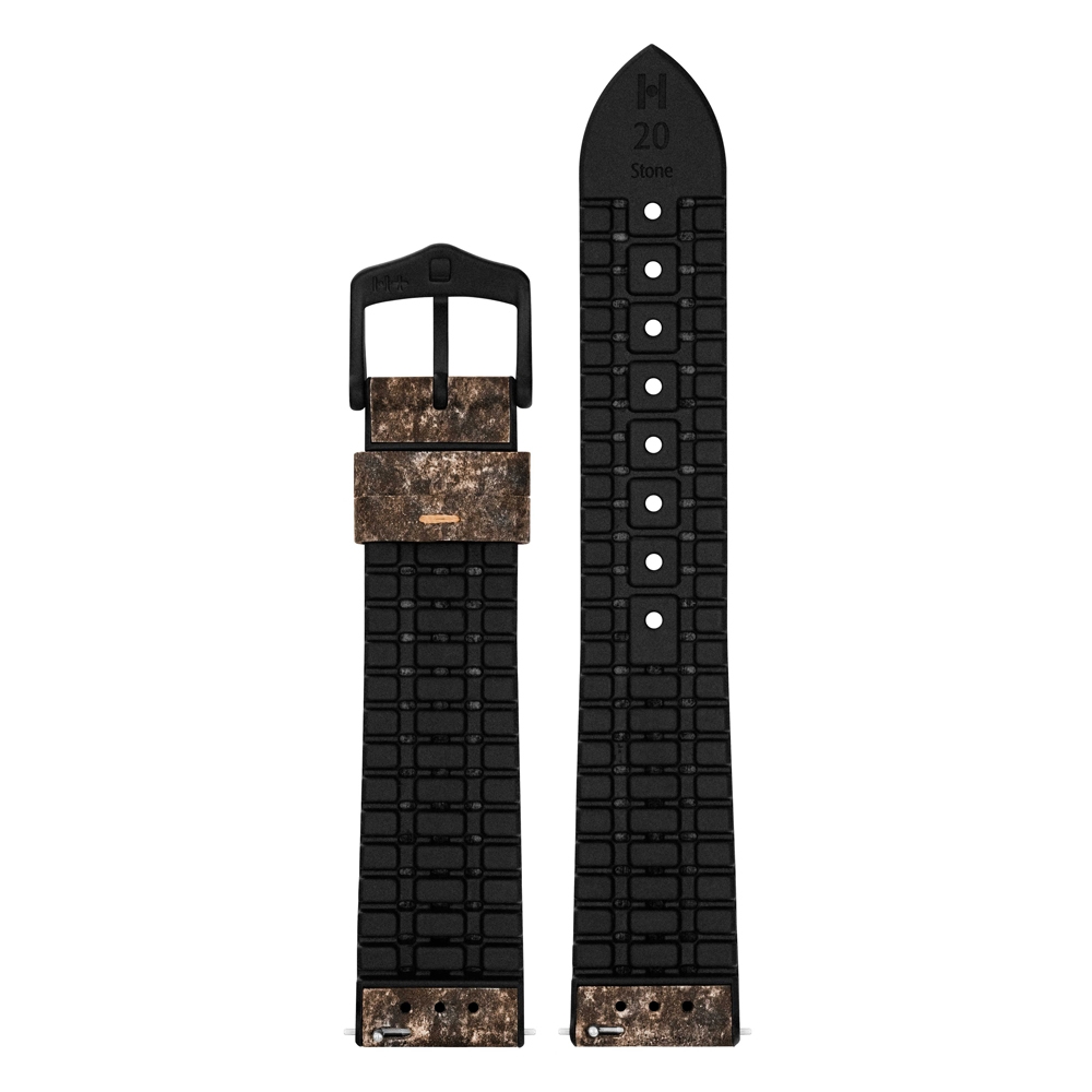 Hirsch Stone Performance Horlogeband Leisteen / Rubber - Bruin