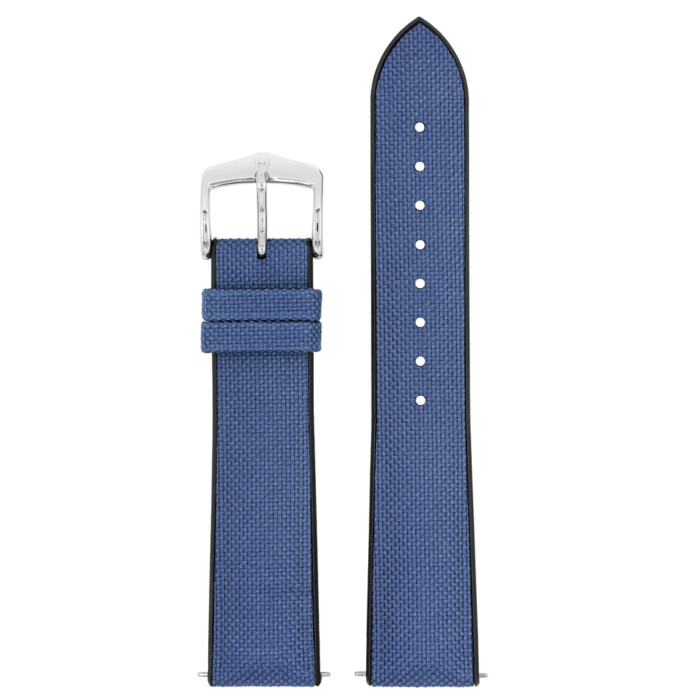 Hirsch Arne Performance Recycled Horlogeband Blauw PET / Zwart Rubber