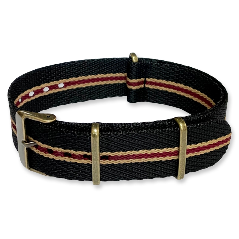 Slanted Black Sand Bordeaux NATO G10 Military Nylon Strap - BRONZE 22mm