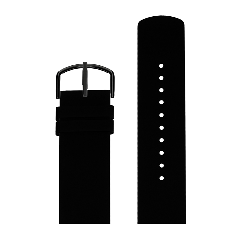 Picto Horlogebandje Zwart Rubber - Zwarte Gesp - 22mm