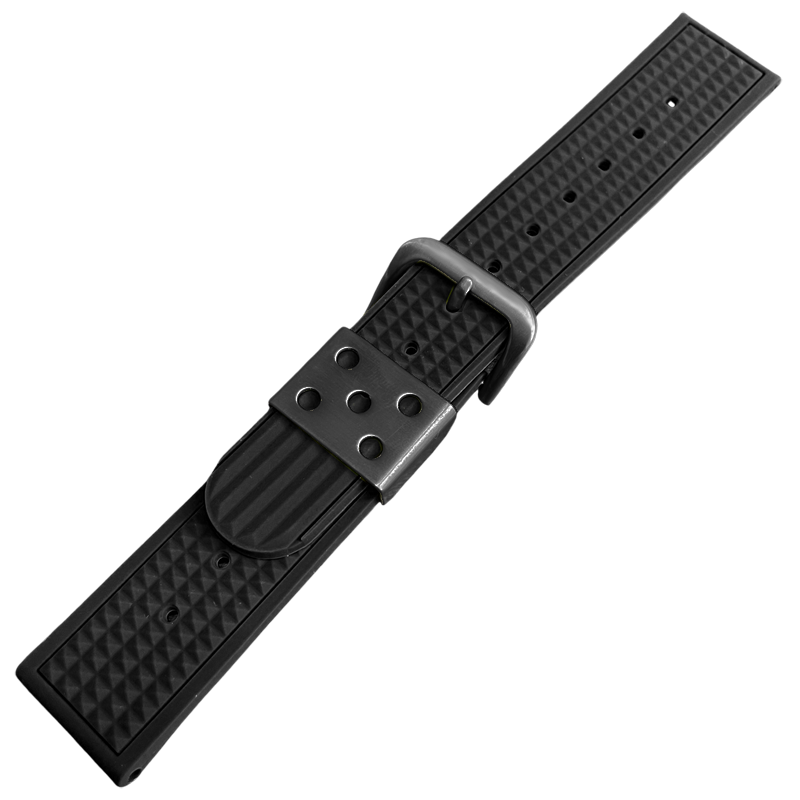 Waffle Strap Rubberen Horlogeband Zwart