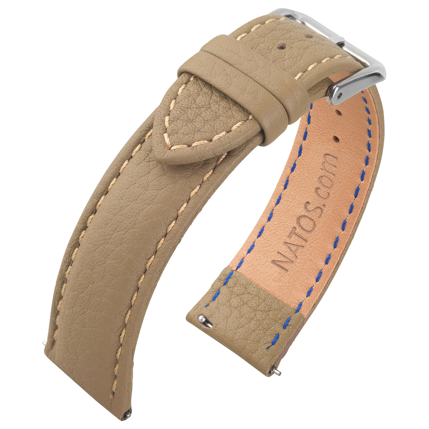 Lederen Horlogebandje Epsom Lychee Pattern Taupe