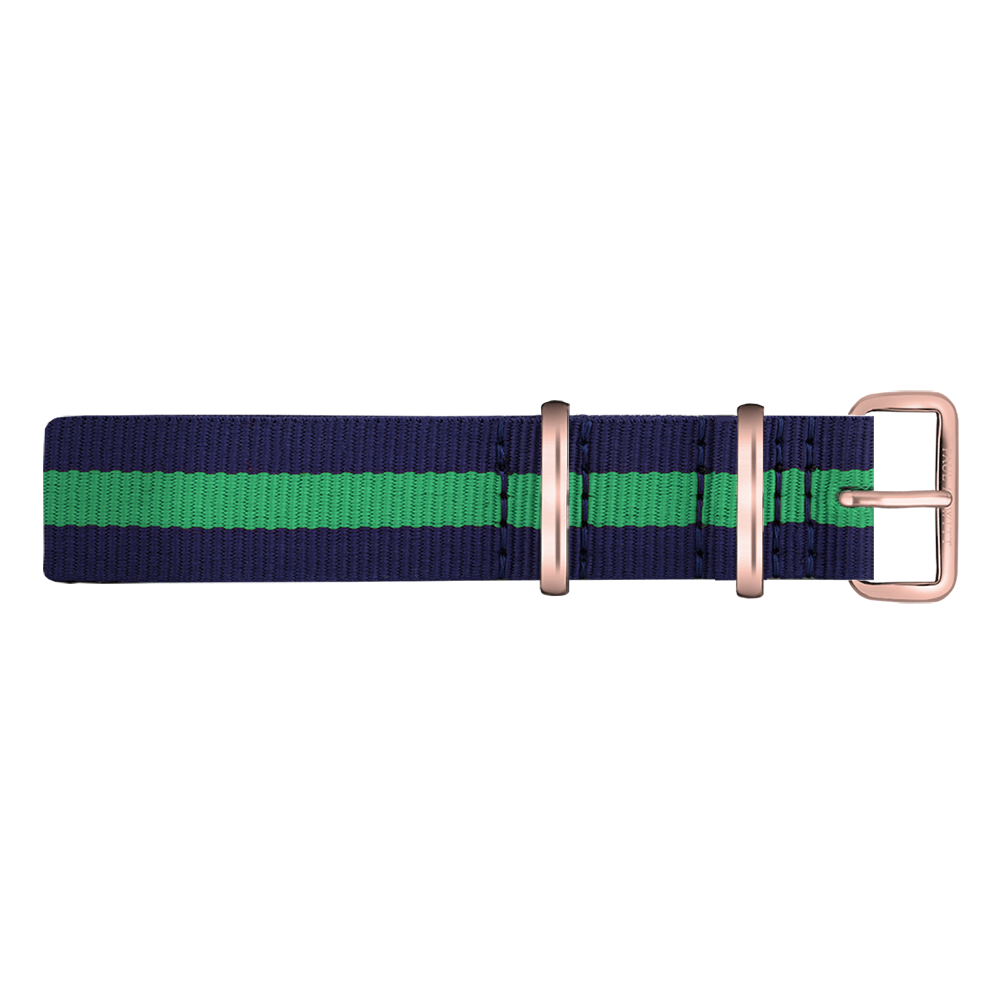 Paul Hewitt NATO Horlogeband Marineblauw Groen met Rosegouden Gesp 20mm
