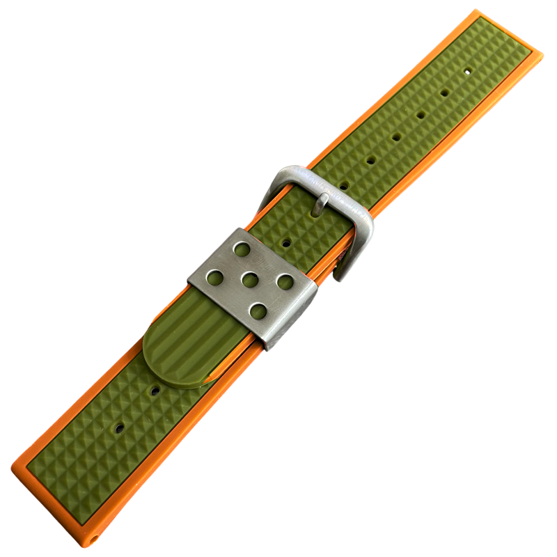 Waffle Strap Rubberen Horlogeband Oranje Groen