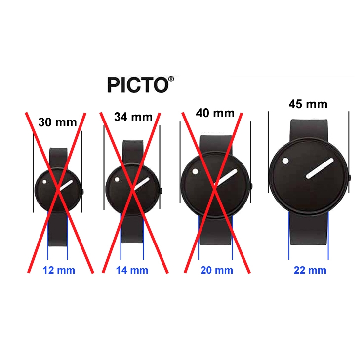 Picto Horlogebandje Zwart Rubber - 22mm