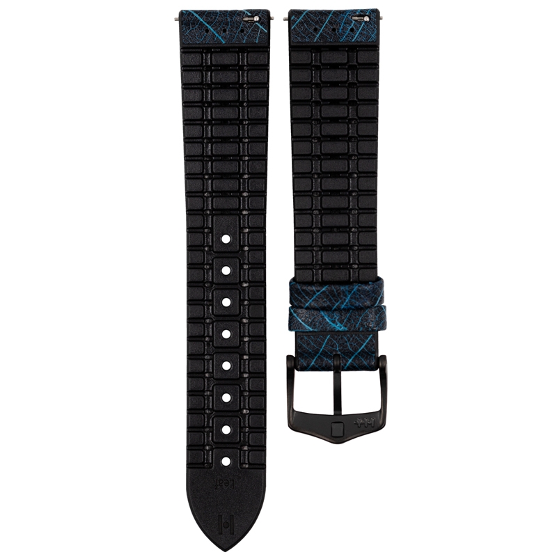 Hirsch Leaf Performance Horlogeband Echt Blad Blauw / Zwart Rubber