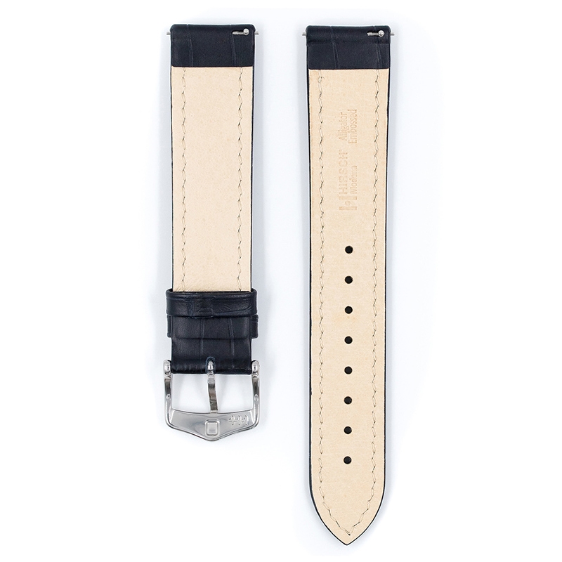 Hirsch Modena Horlogebandje Alligatorgrain Blauw