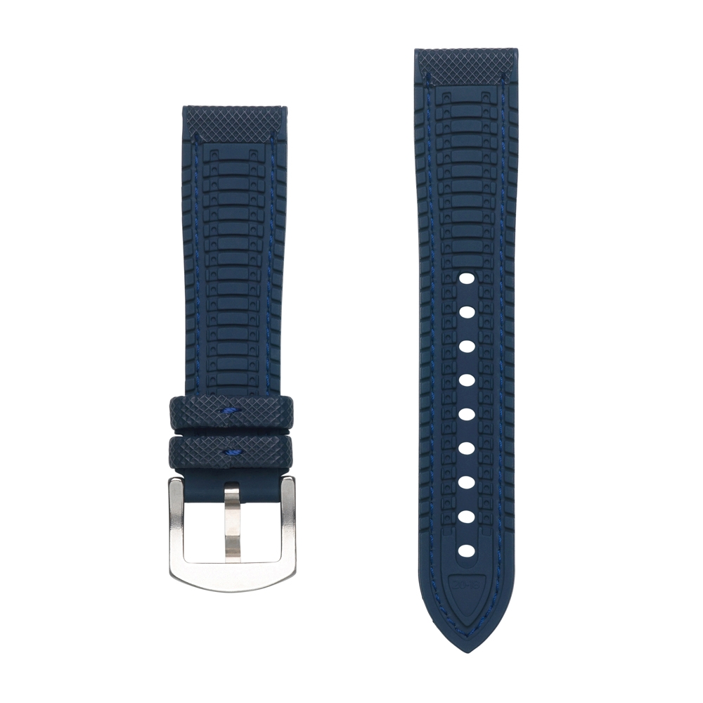 Horlogeband FKM Rubber Zeildoek Structuur Blauw