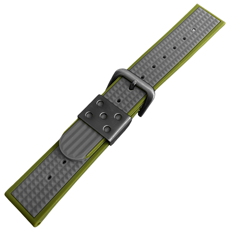 Waffle Strap Rubberen Horlogeband Groen Grijs