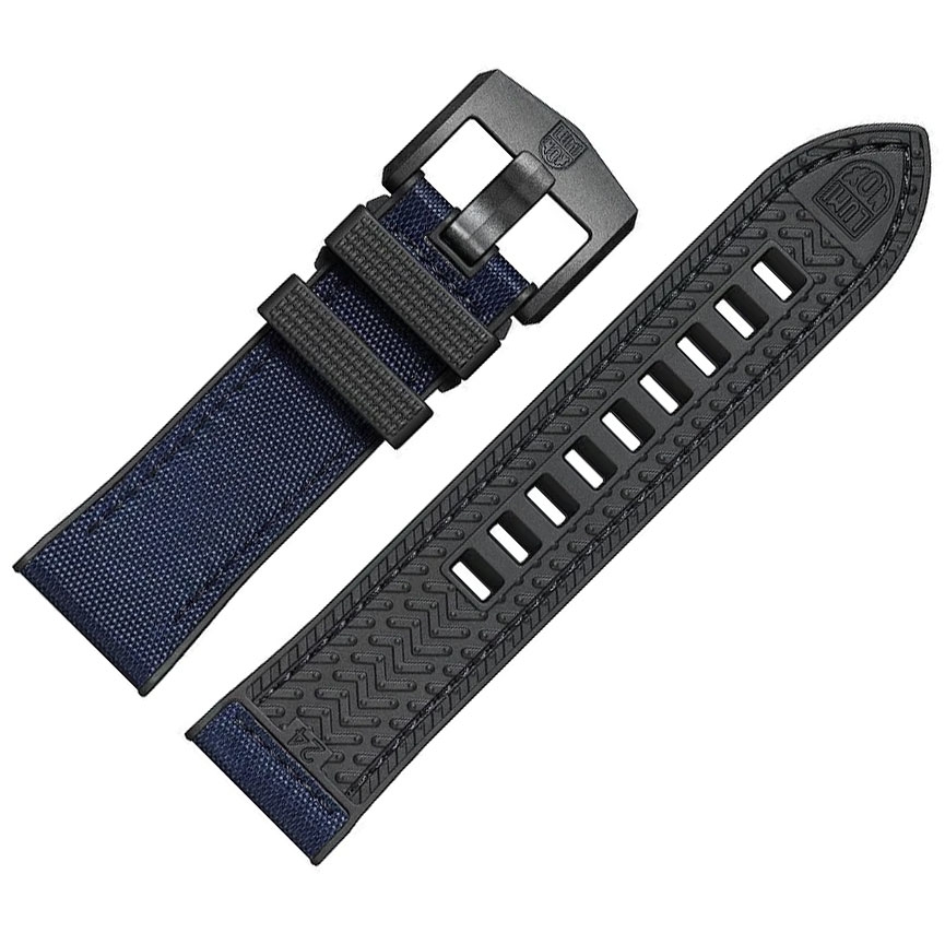 Luminox Ice-Sar Arctic Horlogeband Donkerblauw Textiel Zwart NBR Rubber - FPX.2404.24B.K - 24mm