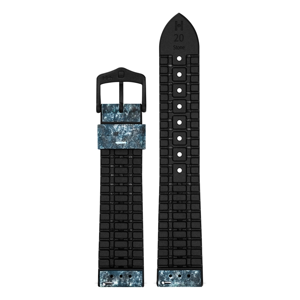 Hirsch Stone Performance Horlogeband Leisteen / Rubber - Blauw