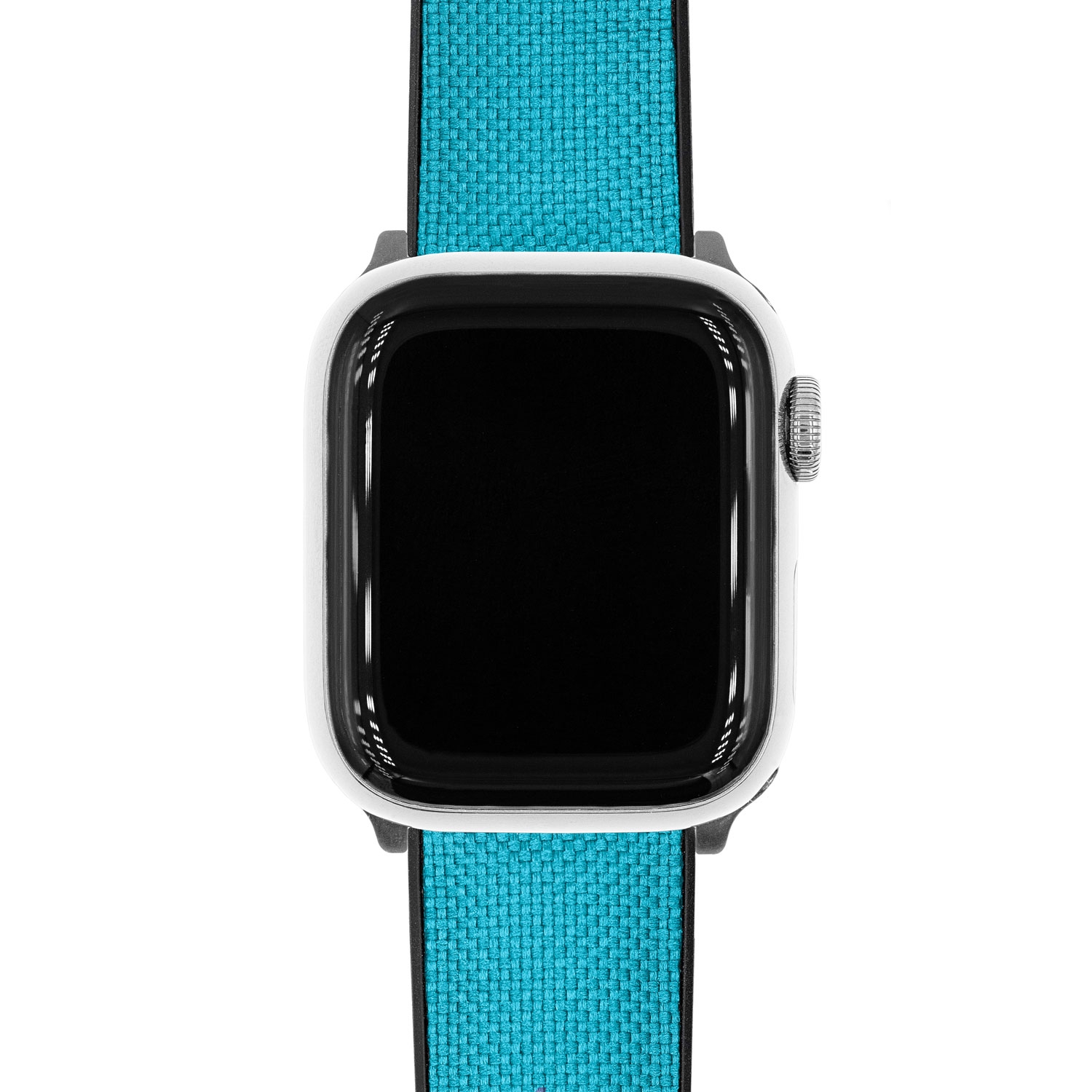 Apple Watch Horlogeband Hirsch Arne Recycled Turquoise PET op Zwart Natuurrubber