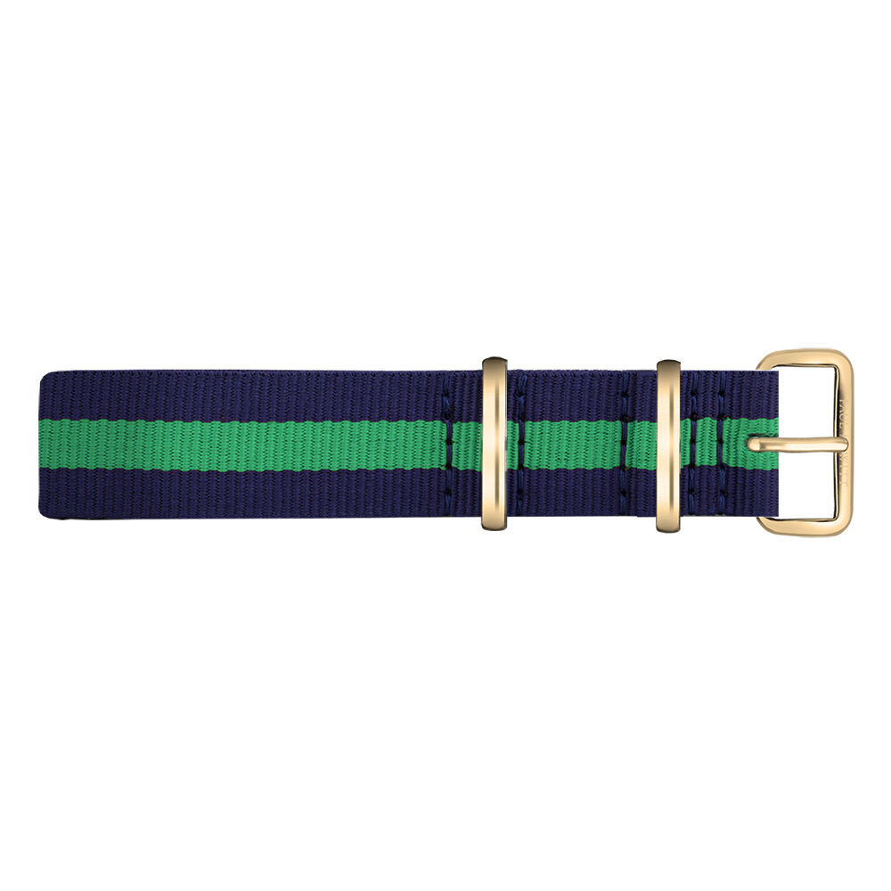 Paul Hewitt NATO Horlogeband Marineblauw Groen met Gouden Gesp 20mm